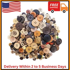 TCOTBE 600-Pcs Assorted Wooden Buttons Mixed Colors for DIY Crafts