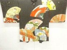 38035# JAPANESE KIMONO / ANTIQUE HAORI / SILK / FLOWER