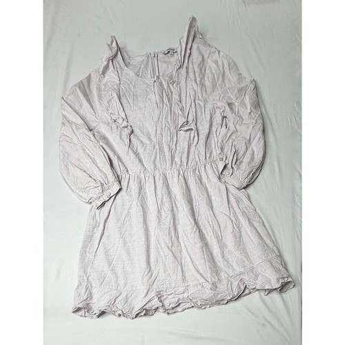 Madewell Ruffle Neck Mini Dress Lavender Cotton Lyocell Long Sleeve Size 8