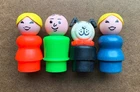 Vintage 70s 80s Fisher Price LITTLE PEOPLE 2 Moms, Dad & Dog Figures