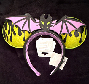 Disney Maleficent Ears Headband Flame Bat Shape Black Purple Green Gold Women