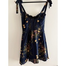 Reformation Christine Ruffled Mini Dress in Navy Mademoiselle Floral Size 0
