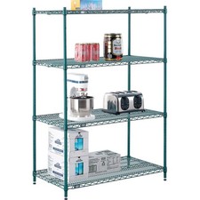 Nexel 5 Tier Wire Shelving Starter Unit 36"W x 21"D x 74"H Green Epoxy Finish