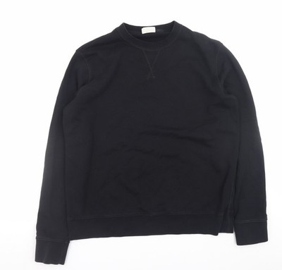Marks and Spencer Herren Schwarz L Pullover Rundhals Baumwolle Sweatshirt