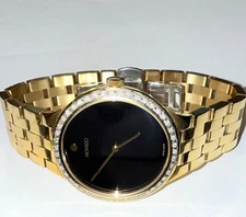 MOVADO MENS VETURI 40MM GOLD TONE DIAMOND WATCH
