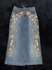 Vintage Le Jeans Rene Derhy Denim Embroidery Skirt Small