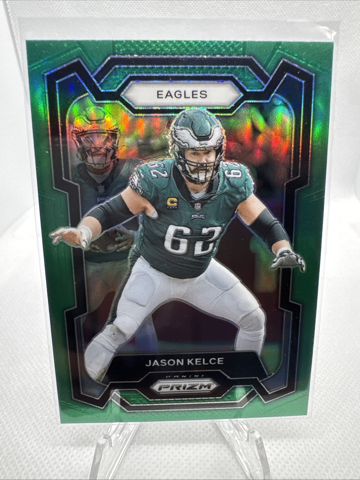 2023 Panini Prizm - Jason Kelce #245 Green Prizm Holo EAGLES
