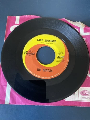 The Beatles: Lady Madonna/The Inner Light 1968 Capitol Records 7" 45rpm Vinyl VG