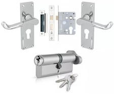Euro Profile Polished Chrome Handle & 3" Euro Sashlock with 70mm Cylinder&Turn