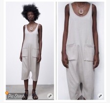 Zara Oversized Drop Crotch Cotton Romper size M NWT