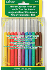 Clover Amour Crochet Hook Set 10-Piece Soft Grip Assorted Sizes 3672