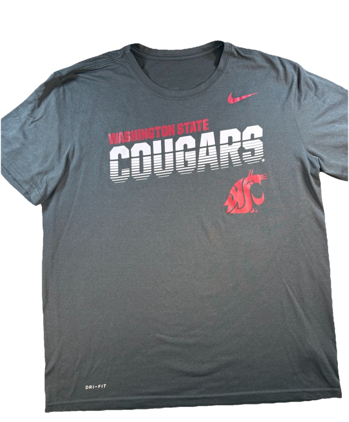 WSU Washington State Cougars Grey Nike  Mens Large Dri-Fit Lightweight Tee Shirt