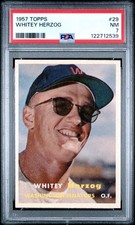1957 TOPPS #29 WHITEY HERZOG PSA 7
