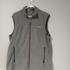 Eddie Bauer Mens Gray Heather Fleece Full Zip Vest Size Large Fall/Hol 18