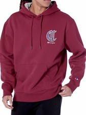 Champion Mens Pullover Hoodie Power Blend Fleece Size Small In Cranberry