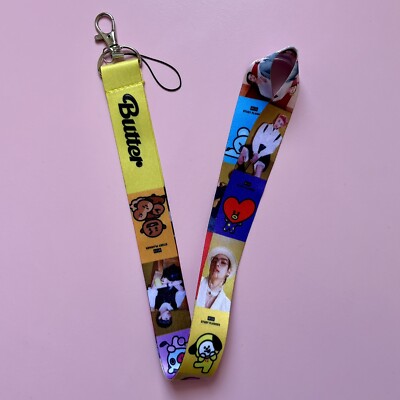 BTS BT21 Butter lanyard streamer keyring. Bangtan Tata Cooky JK RM V Jimin OT7