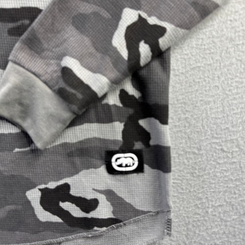 Ecko Unltd Shirt Mens Small Gray Camo Waffle Knit Thermal Long Sleeve Tee Y2K - Picture 2 of 11