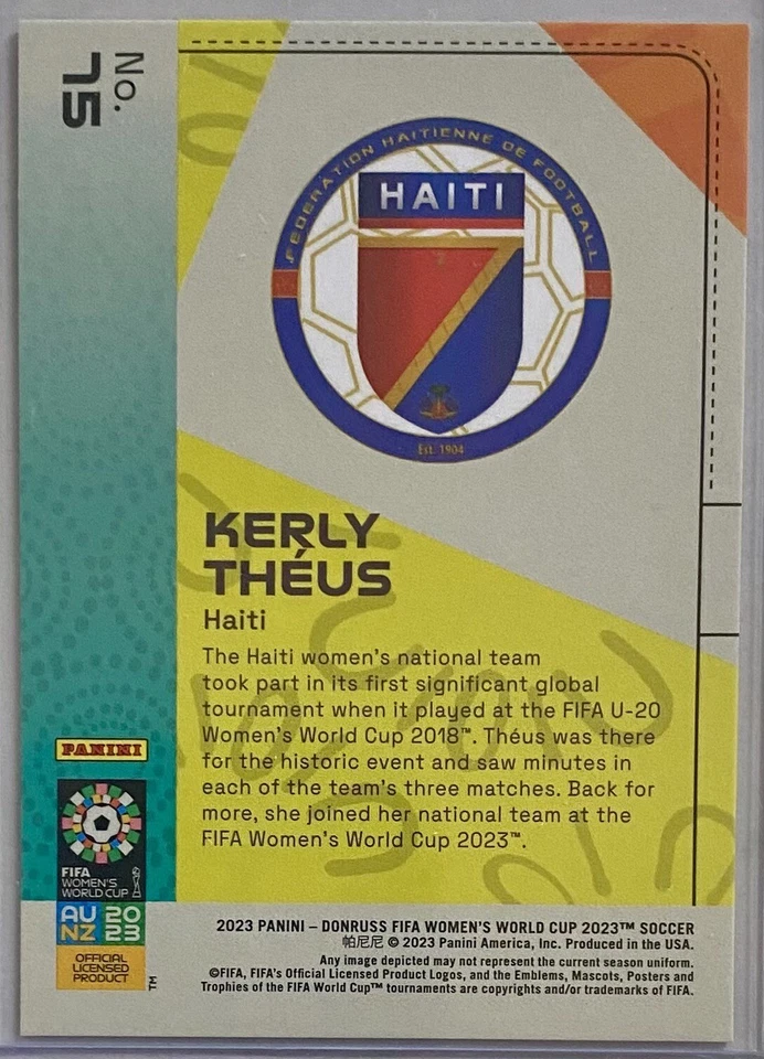 2023 Donruss Women’s FIFA World Cup Gold RC #75 KERLY THEUS /10 Haiti - Image 2 of 2