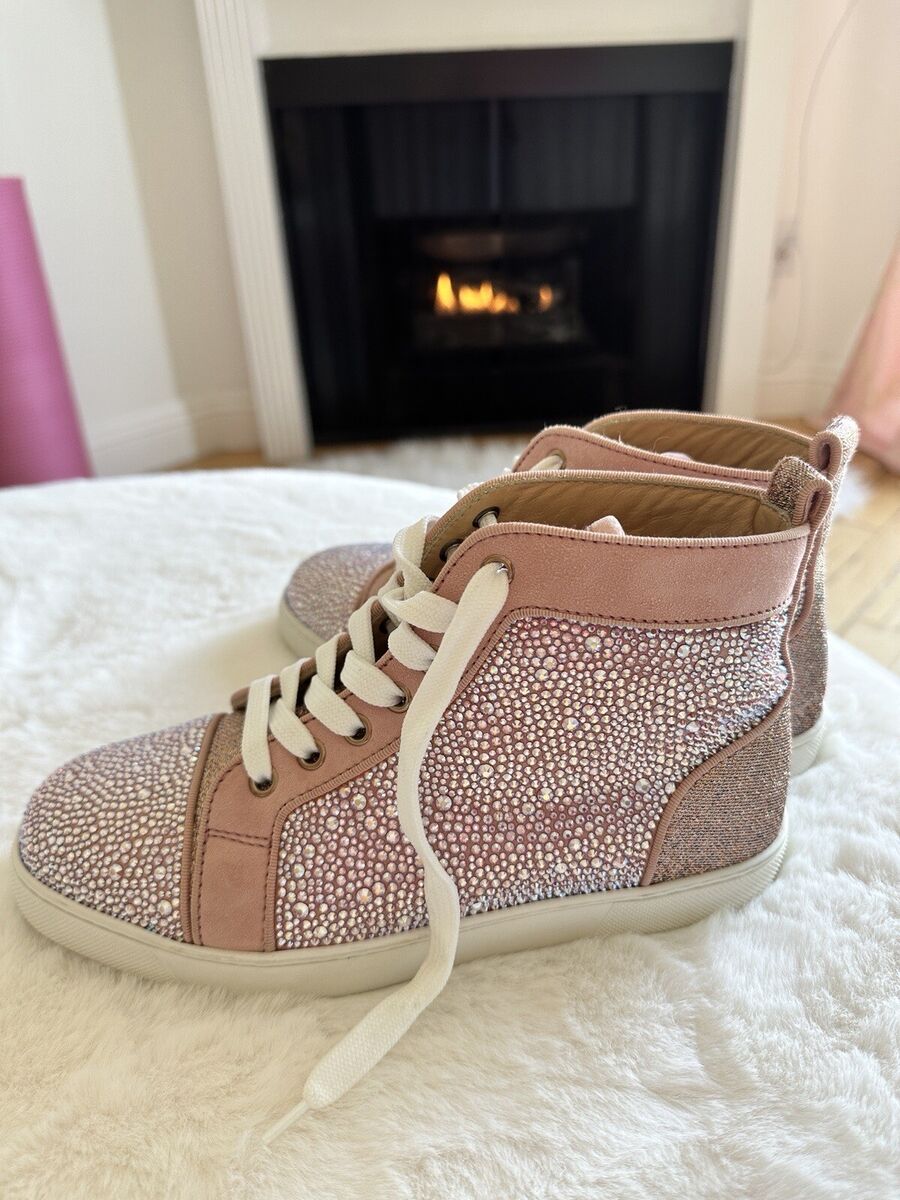 Cristian Louboutin Swarovski Light Rose Gold Suede Pink High Cristian Louboutin Swarovski Light Rose Gold Suede Pink High