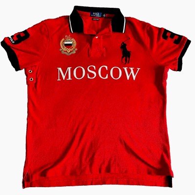 Polo RalphLauren big pony shirt 赤 MOSCOW Polo Ralph Lauren MOSCOW Red Shirt Men L Custom Slim Fit Big Pony