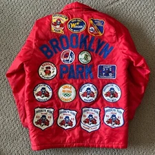 Vintage Retro Nylon Sherpa Lined Hockey Jacket Brooklyn Park