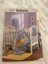Butterick Pattern 3800 Nursery Items: Quilt, Bumpers, Dust Ruffle, Crib Sheet UC