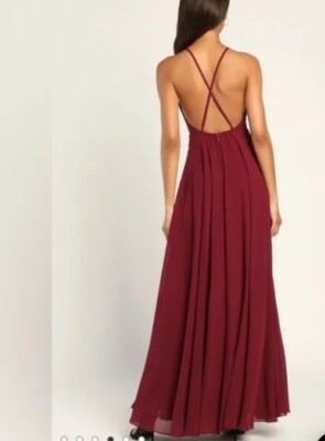 Lulu's Trendy Homecoming Maxi Dress Wine/Red 'Mythical Kind Of Love" Sz XS  | eBay