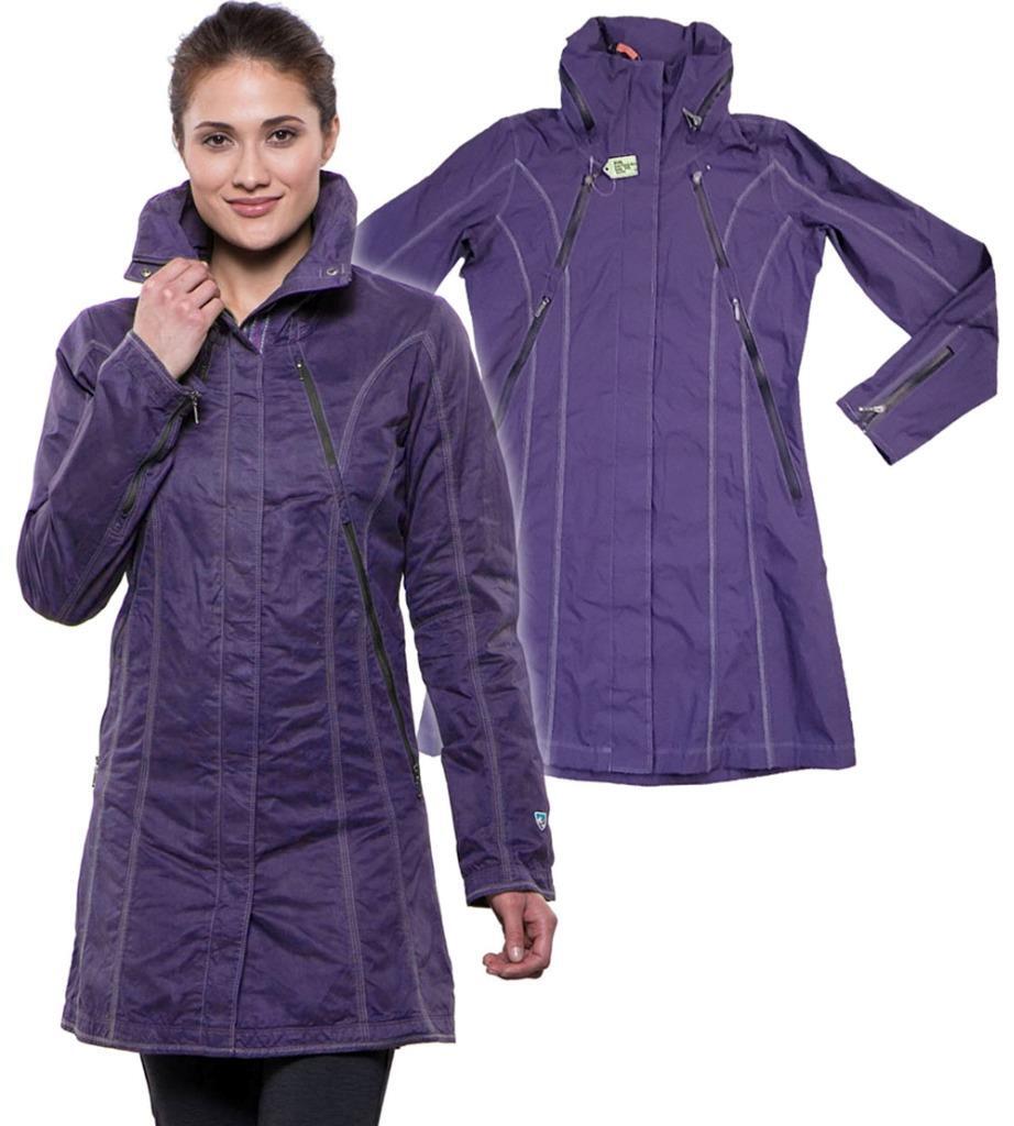 KUHL Purple LENA TRENCH RAIN JACKET Hidden Hood Water… Gem