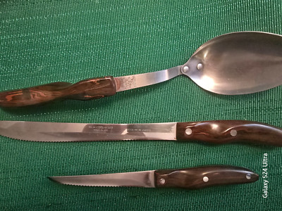 Vintage Cutco Cutlery Trimmer Carver Knives And Big Spoon 3 Piece Set From 1960s