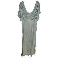 ASOS DESIGN Bridesmaid short sleeve cowl front maxi dress button back detail 8