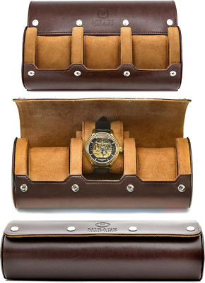 Men's Vegan Leather Watch Travel Case - Stylish Organizer & Display Roll