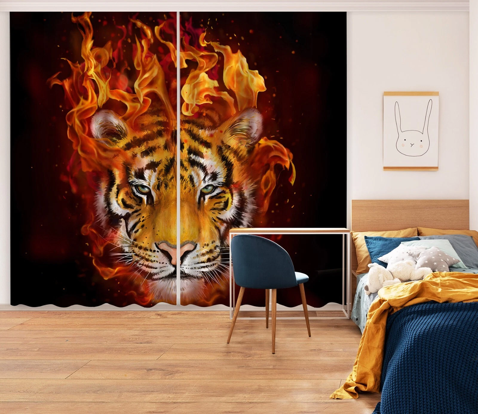 3D Tiger Energy ZHUC460 Animal Photo Curtain Window Blockout Fabric Vera 2023