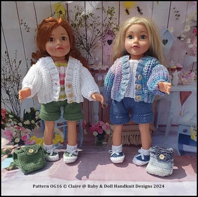 CLAIRE'S BABY & DOLL HANDKNIT DESIGNS KNITTING PATTERN OG16 FOR 18" FASHION DOLL, FITS AMERICAN GIRL & OUR GENERATION