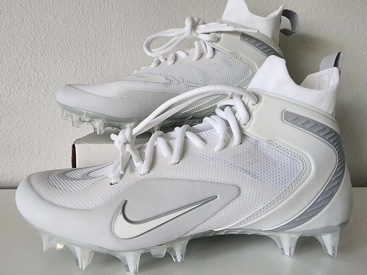 Nike Alpha Huarache 8 Elite LAX Lacrosse Cleats White Silver Size 9.5 CW4440 110