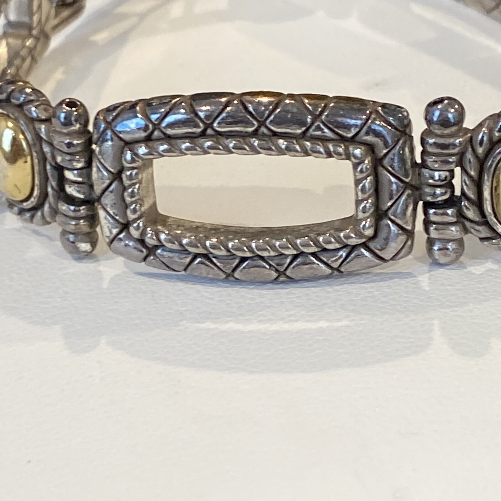 Brighton Silver/Goldtone Rectangular Open Link Br… - image 5