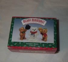 HALLMARK MERRY MINIATURES FIGURES ~ SNOWBEAR SEASON ~ SET OF 3 ~ 1997