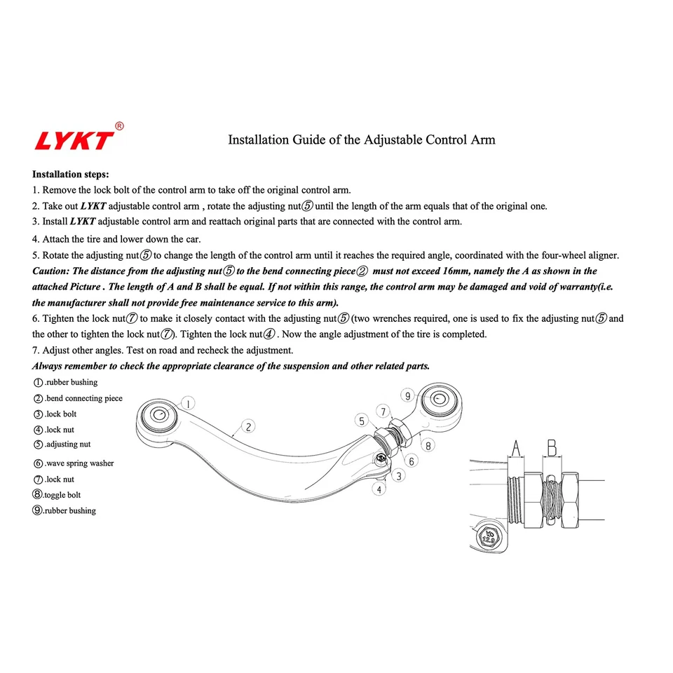 LYKT 2pcs Adjustable Control Arms Rear Alignment Camber Kit for Mazda 07-12 CX-7 Foto 3 de 4