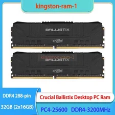 Crucial Ballistix 32GB (2x 16GB) PC4-25600 (DDR4-3200MHz) Memory 288-pin 1.35V