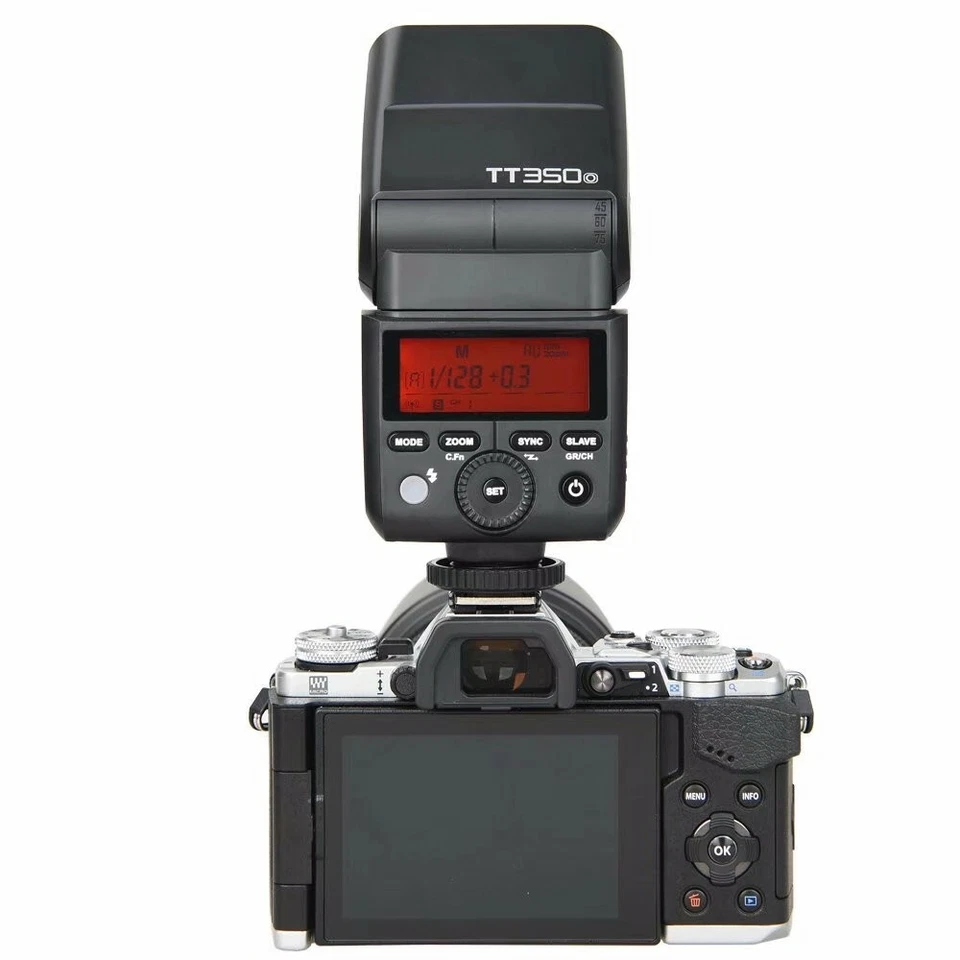 Flash Speedlite para cámara Olympus Panasonic Godox TT350O 2,4 G TTL HSS de EE. UU. Foto 4 de 4