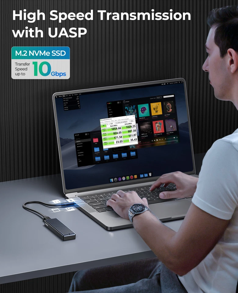 ORICO M.2 NVMe SSD Gehäuse USB-C Adapter 10Gbps PCIe NVMe M-Key/M+B Key SSD - Bild 4 von 4