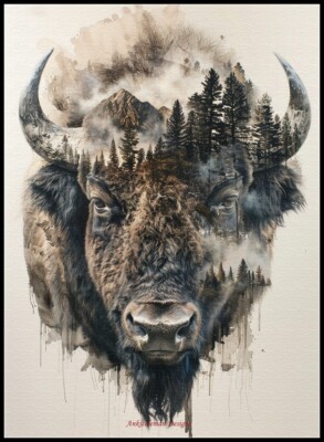 Abstract Buffalo - DIY Chart Counted Cross Stitch Patterns Needlework DMC Color