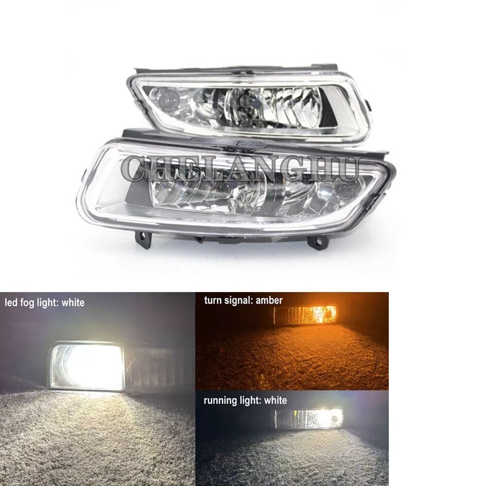 LED Front Fog Lamp w/White DRL Amber Turn Signal Light For VW Polo