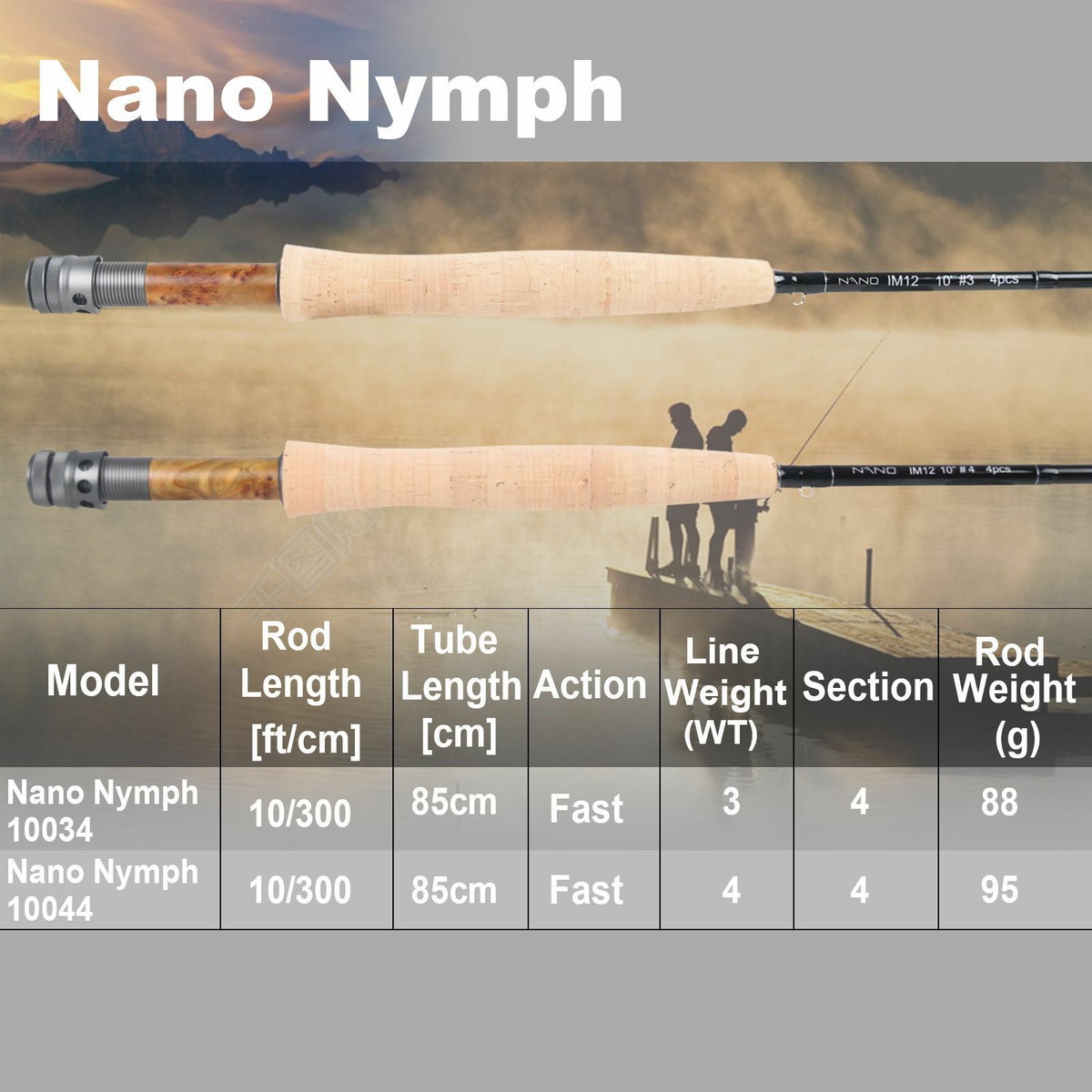 Maxcatch Nano Nymph Fly Fishing Rod 2/3/4WT 10ft IM12 Toray
