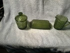 VINTAGE 3-PIECE ANCHOR HOCKING SORENO AVOCADO GREEN CREAMER/SUGAR/BUTTER PERFECT