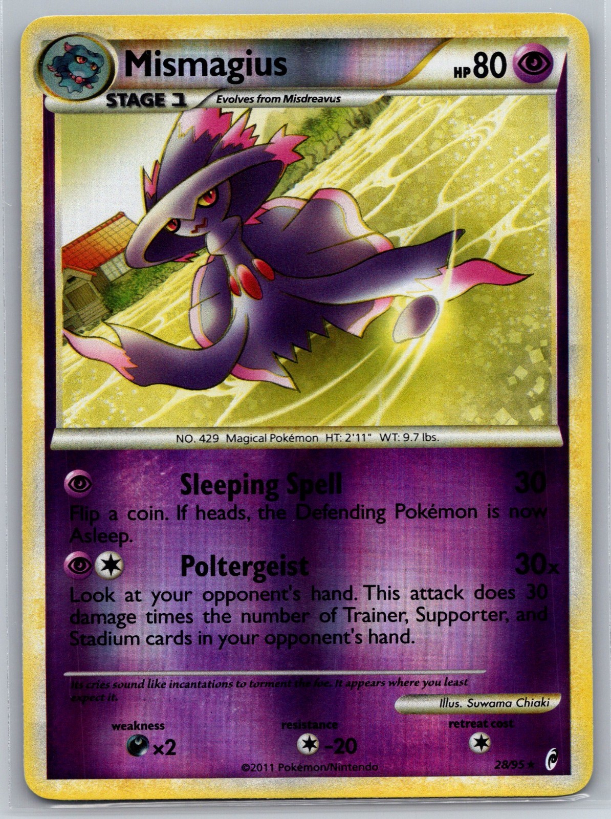 NM Mismagius 28/95 Reverse Holo Rare Call Of Legends Pokémon 2011