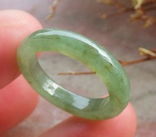 Certified Green Natural 100 A Jadeite Jade Round Circle Ring NO. 6.5  418451