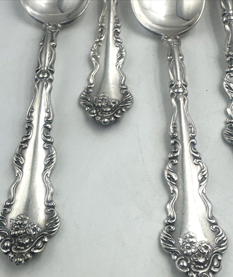 Antiguo lote de 9 cucharaditas de cubiertos Holmes & Edwards XIV Lafayette 1908 Foto 3 de 4