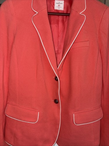 Gap Womens Coral The Academy Blazer Size 10 Classic Preppy White Piping