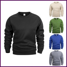 Men's Crew Neck Sweatshirts Solid Color Sweatwear Spring Outdoor Casual Daily.