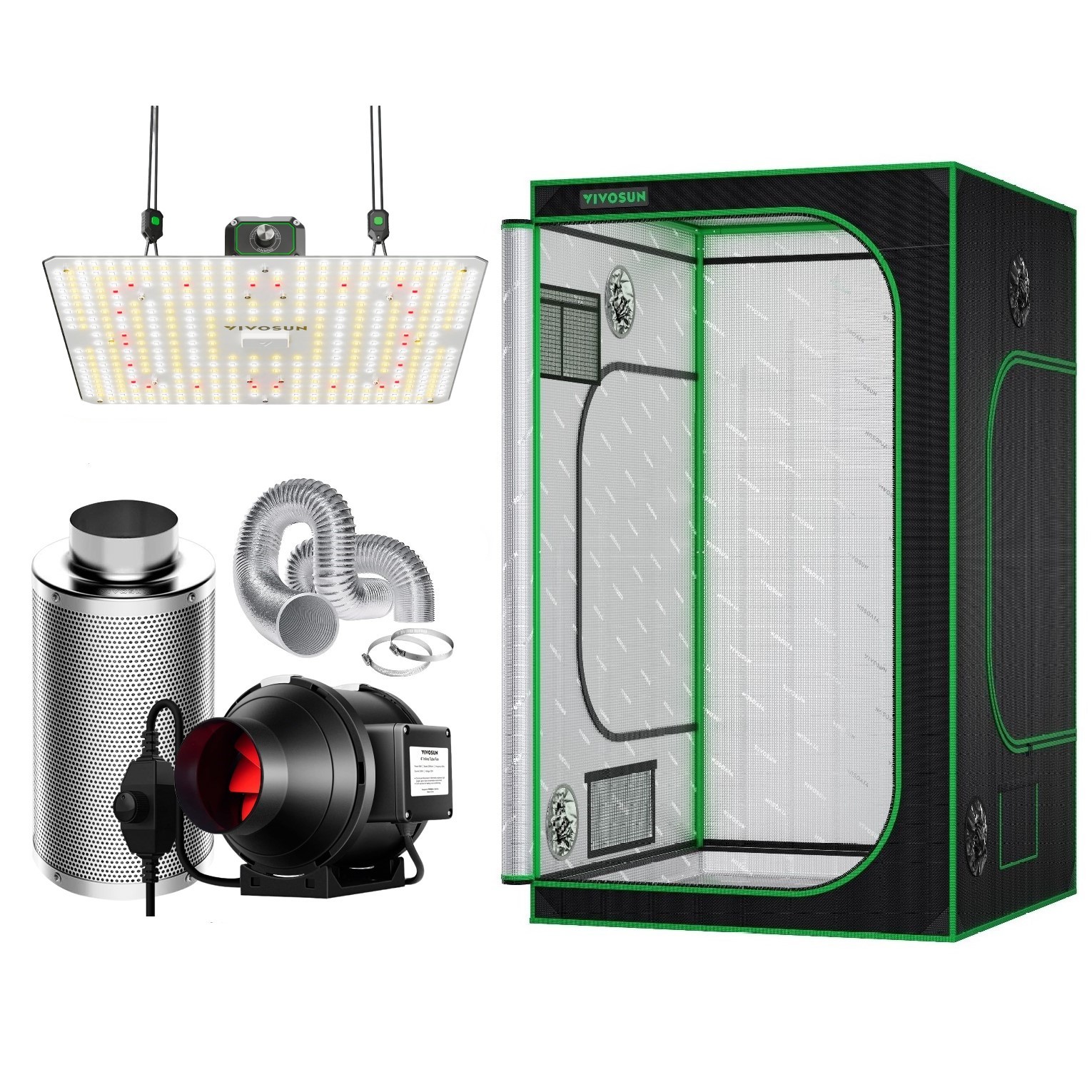 VIVOSUN 48x48x80" Reflective Mylar Grow Tent w/ 100W LED 4/6